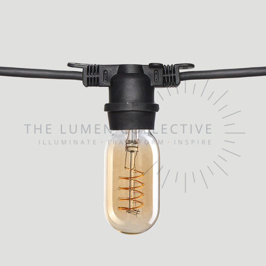 Outdoor Festoon Lights - Black - Surface Mount - Valve Amber