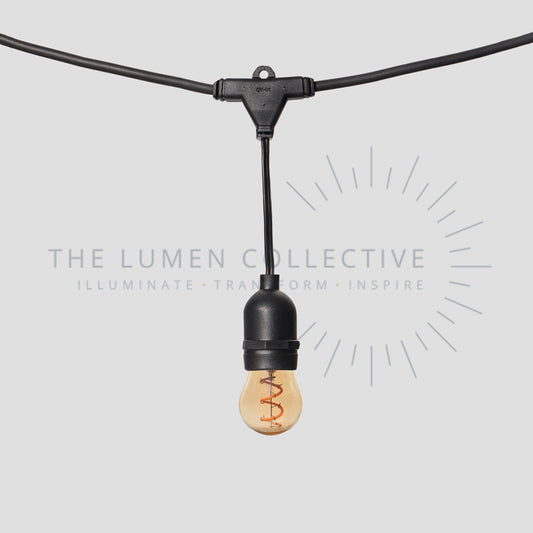 Outdoor Festoon Lights - Black - Suspended Mount - Pawn Amber