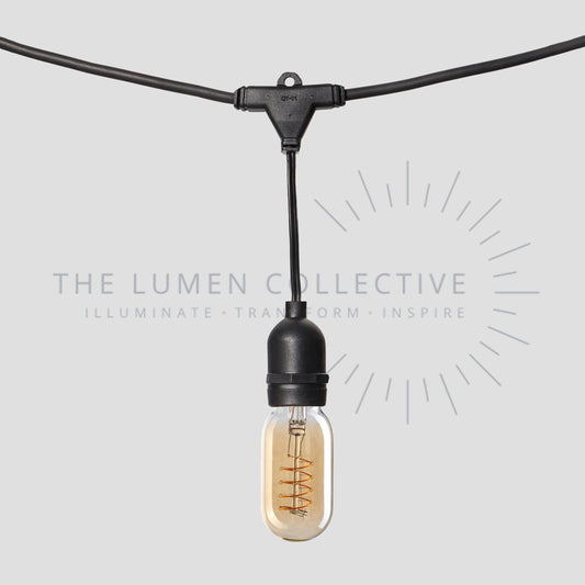 Outdoor Festoon Lights - Black - Suspended Mount - Valve Amber