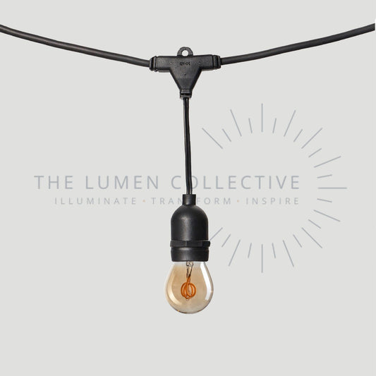 Outdoor Festoon Lights - Black - Suspended Mount - Pygmy Amber