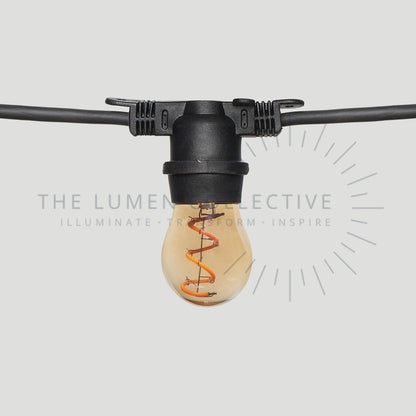 Outdoor Festoon Lights - Black - Surface Mount - Pawn Amber