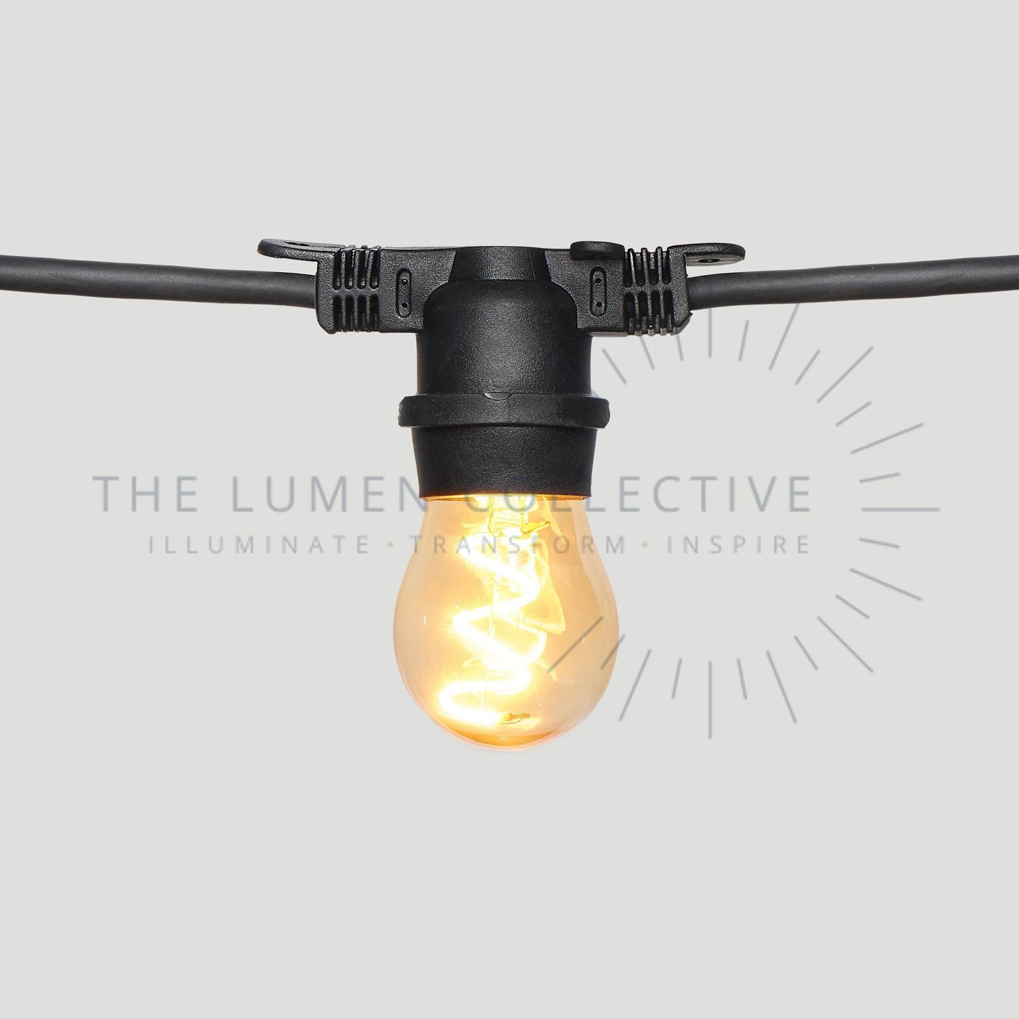 Outdoor Festoon Lights - Black - Surface Mount - Pawn Amber
