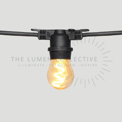 Outdoor Festoon Lights - Black - Surface Mount - Pawn Amber