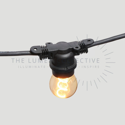 Outdoor Festoon Lights - Black - Surface Mount - Pawn Amber